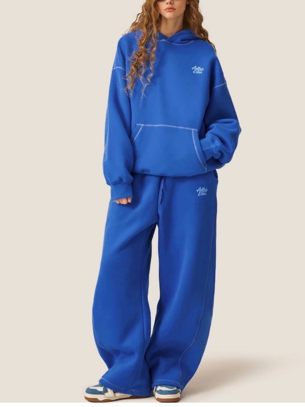 Aelfric Eden Baggy Hoodie sweatpants Set size XS blue - Picture 2 of 15